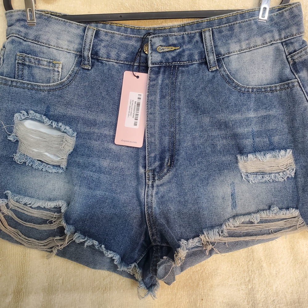 Distressed Denim Shorts